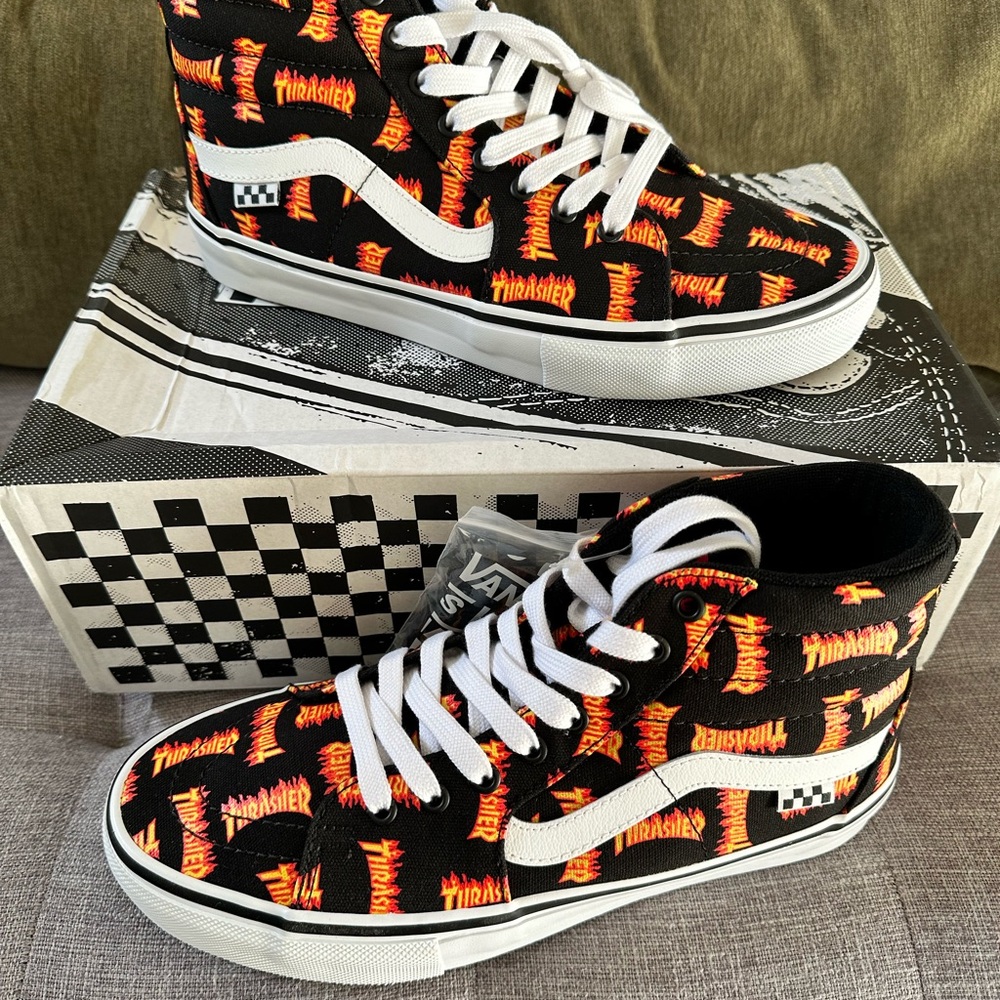 NIB Vans Skate Sk8-Hi THRASHER High Top Sneakers with PopCush insoles